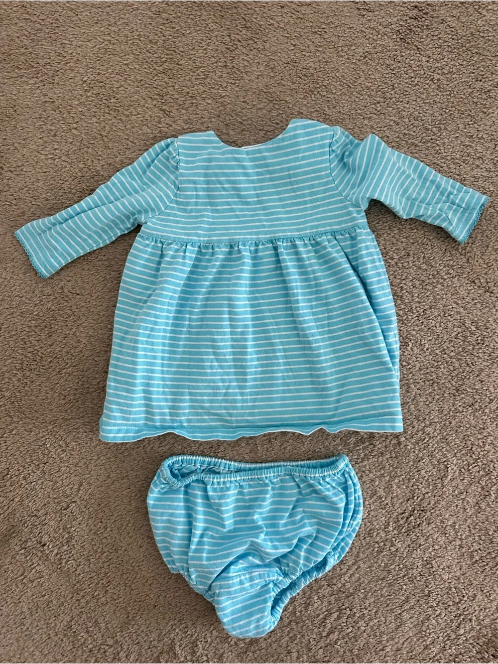 Ralph Lauren Light Blue and White Striped  Top 9months